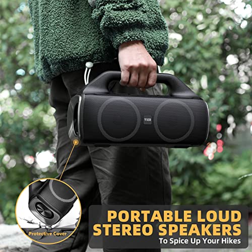 Bluetooth Speakers, YIER 80w (Peak) Portable Wireless Speaker with Lights, Stereo Loud Sound, IP67 Waterproof, Deep Bass Outdoor Speakers Bluetooth 5.0 Dual Pairing for Home Party Beach Camping, Gifts