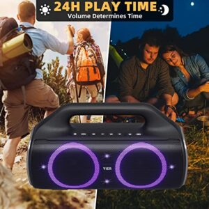 Bluetooth Speakers, YIER 80w (Peak) Portable Wireless Speaker with Lights, Stereo Loud Sound, IP67 Waterproof, Deep Bass Outdoor Speakers Bluetooth 5.0 Dual Pairing for Home Party Beach Camping, Gifts