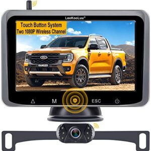 leekooluu wireless backup camera for car truck with recording hd 1080p 7 inch monitor system easy install rear view camera 2 channel starlight night vision lk10