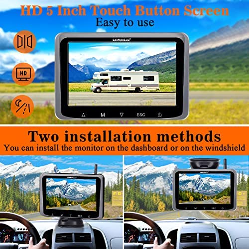 Leekooluu Wireless Backup Camera for Car Truck with Recording HD 1080P 7 Inch Monitor System Easy Install Rear View Camera 2 Channel Starlight Night Vision LK10