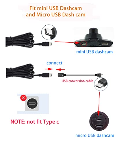 Dash Cam Hardwire Kit, 12V-24V to 5V Radar Detector Hard Wire, Gift 4 Fuse Tap Cable, Test Pencil and Installation Tool Car Camera Charger Power Cord