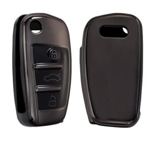kwmobile Key Cover Compatible with Audi - Anthracite High Gloss