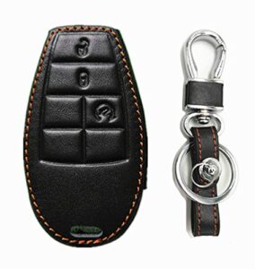 kawihen leather key fob cover replacement for chrysler 300 t&c dodge challenger durango grand caravan journey ram truck 1500-3500 keyless entry key fob case m3n5wy783x iyz-c01c gq4-53t 267f-5wy783x
