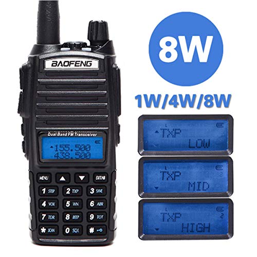 BAOFENG UV-82 Plus 8W High Power Ham Radio 2M/70CM Portable Two Way Radio Dual PTT Handheld Amateur Radio with Extra 3800mAh Battery +771 Antenna（Pack of 2pcs Radios）