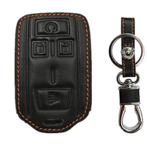 KAWIHEN Leather Key Fob Cover Compatible with M3N-32337100 22881480 Chevrolet Chevy Colorado Silverado 1500 2500 HD 3500 HD GMC Canyon Sierra 1500 2500 HD 3500 HD