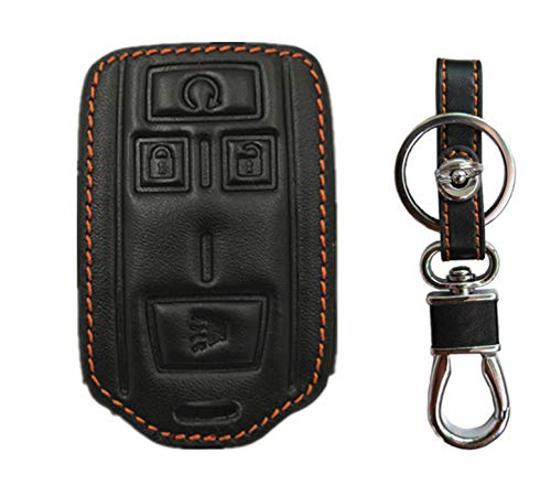 KAWIHEN Leather Key Fob Cover Compatible with M3N-32337100 22881480 Chevrolet Chevy Colorado Silverado 1500 2500 HD 3500 HD GMC Canyon Sierra 1500 2500 HD 3500 HD