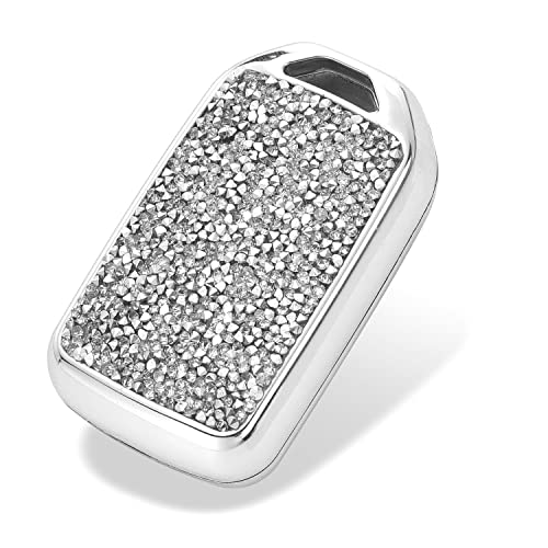 Royalfox upgrated 3 4 5 6 7 Buttons 3D Bling Diamond Crystals Smart Remote Key Fob case Cover for Honda Jade HR-V CR-V Accord Crider Vezel Civic Spirior Elysion Fit City Crosstour Keychain (Silver)