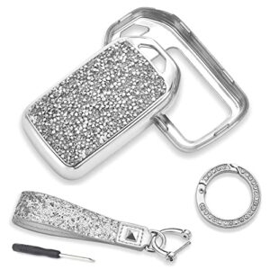 Royalfox upgrated 3 4 5 6 7 Buttons 3D Bling Diamond Crystals Smart Remote Key Fob case Cover for Honda Jade HR-V CR-V Accord Crider Vezel Civic Spirior Elysion Fit City Crosstour Keychain (Silver)