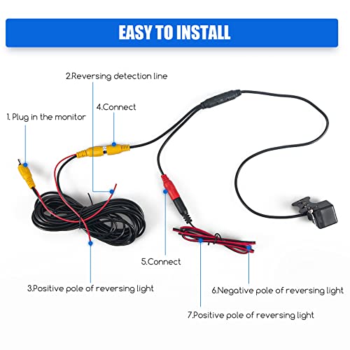 Kqiang Backup Camera for Car,Car Rear View Reverse Camera HD 12 LED Night Vision,Waterproof Reverse Camera 170° Wide View Angel for Cars/Truck/Camper/SUV