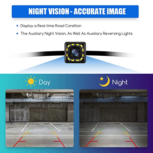 Kqiang Backup Camera for Car,Car Rear View Reverse Camera HD 12 LED Night Vision,Waterproof Reverse Camera 170° Wide View Angel for Cars/Truck/Camper/SUV