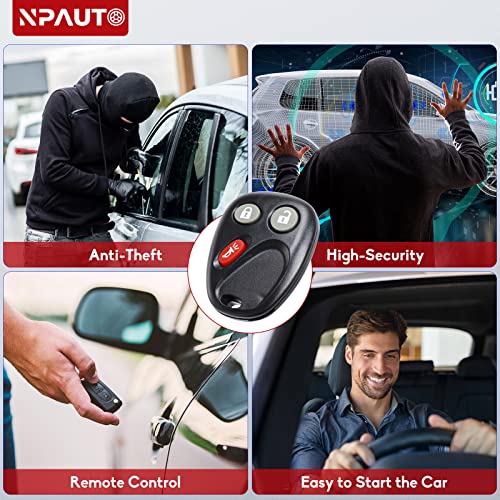 NPAUTO Key Fob Fits for Chevy Trailblazer GMC Envoy 2002-2009, Buick Rainier 04-07, Isuzu Ascender 03-07, Oldsmobile Bravada 02-04 Keyless Entry Remote Replace# 15051014, 15008008, 15008009, 2-Pack