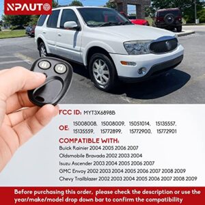 NPAUTO Key Fob Fits for Chevy Trailblazer GMC Envoy 2002-2009, Buick Rainier 04-07, Isuzu Ascender 03-07, Oldsmobile Bravada 02-04 Keyless Entry Remote Replace# 15051014, 15008008, 15008009, 2-Pack