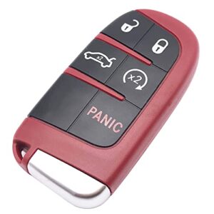 smart replacement key fob cover case fit for jeep grand cherokee dodge challenger charger dart durango journey chrysler 300 keyless entry key fob shell (red)
