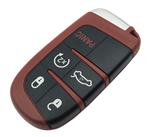 Smart Replacement Key Fob Cover Case fit for Jeep Grand Cherokee Dodge Challenger Charger Dart Durango Journey Chrysler 300 Keyless Entry Key Fob Shell (Red)