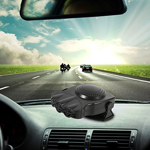 Portable 12V Car Auto Heating Cooling Fan, Car Vehicle Heater Fan Defroster Demister Winter with Rotary Holder (A - 3 Wide) (B)