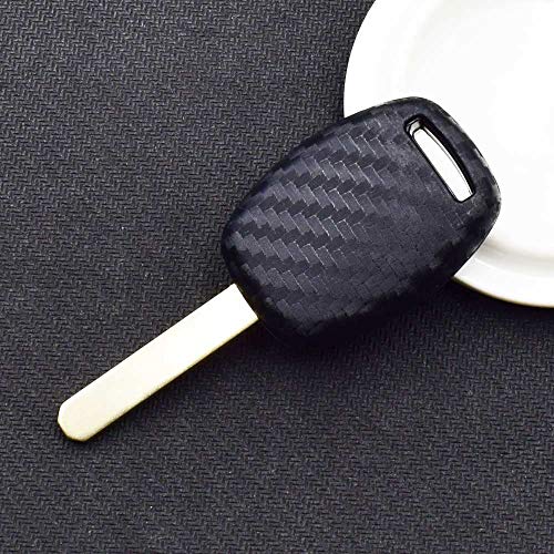 iJDMTOY Carbon Fiber Pattern Soft Silicone Full Coverage Key Cover Case Compatible With Honda Accord Civic CRV CRZ FIT Insight Pilot Odyssey Ridgeline, etc 2 3 4 Button Key