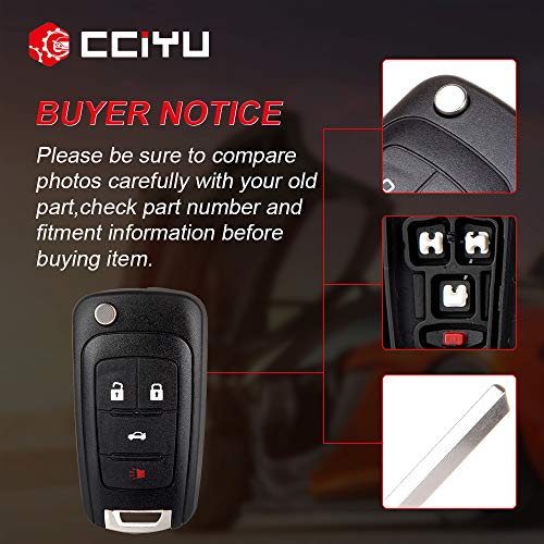 cciyu Replacement Keyless Entry Remote Car Key Fob Clicker Transmitter Alarm 4 Buttons Replacement for C hevy Camaro/Cruze/Equinox/Malibu OHT01060512 1pcs