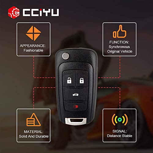 cciyu Replacement Keyless Entry Remote Car Key Fob Clicker Transmitter Alarm 4 Buttons Replacement for C hevy Camaro/Cruze/Equinox/Malibu OHT01060512 1pcs