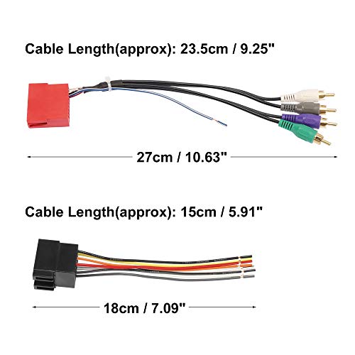 X AUTOHAUX 70-1787 Car Stereo CD Player Wiring Harness Set Wire Radio Adapter 4 RCA Male Connector for Volkswagen for Audi