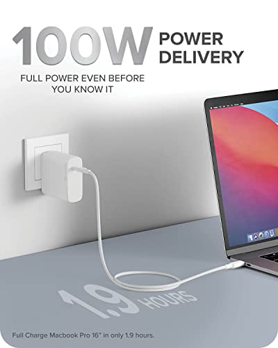 ALOGIC 100W MacBook Pro Charger USB C Charger with GaN Fast Tech, PD 3.0 Laptop Charger for MacBook Pro 16/13, Air, M1 Mac, XPS 15/13, iPad Pro, iPhone 13/13 Pro/Max/13 Mini Galaxy, Pixel & More