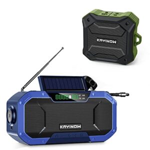 portable emergency radio bluetoooth speaker,fm am wb noaa weather radio w/ 5000mah power bank,ipx5 waterproof hand crank solar radio w/led flashlight,sos alarm,compass for outdoor survival