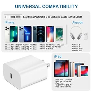 iPhone Charger Fast Charging,[Apple MFi Certified] Apple Charger iPhone Super Quick 2Pack 6FT Type-C to Lightning Cable USB C Wall Charger Plug Adapter for iPhone 14 13 12 11/14Pro Max/13Pro/XS/XR/SE