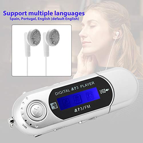 MP3 Players, Portable Music MP3 USB Player with LCD Screen FM Radio Voice Recorder Support 32GB TF Card(Silver)