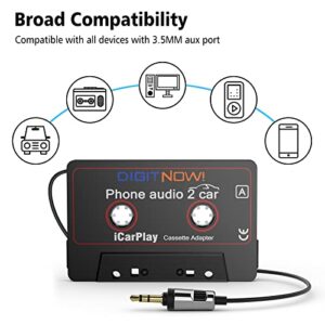 Kedok Car Cassette to Aux Adapter with 3.5MM Cable, Stereo Audio Tape Adapter for Car, Phone, iPod, MP3 Player, Laptop, Cassette Deck