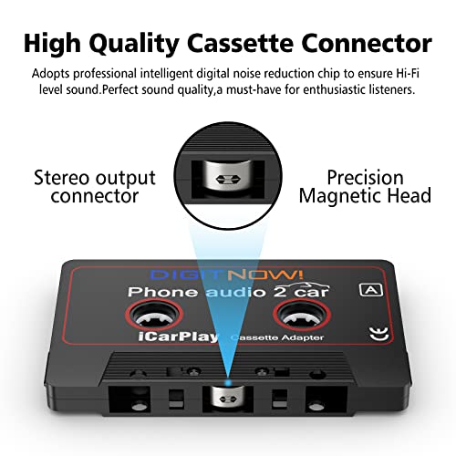 Kedok Car Cassette to Aux Adapter with 3.5MM Cable, Stereo Audio Tape Adapter for Car, Phone, iPod, MP3 Player, Laptop, Cassette Deck