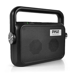 wireless portable speaker soundbox – 2.4ghz full range stereo sound digital tv mp3 ipod analog cable & digital optical w/headset jack voice enhancing audio hearing assistance – pyle ptvsp18bk