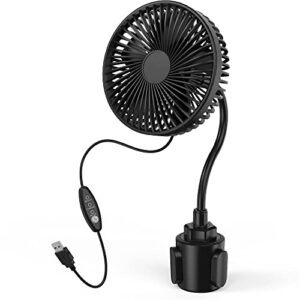 2022 Patent Design Car Fan, USB Powered 6" Electric Car Cooling Fan, 3 Speeds Strong Airflow, Adjustable Base, 360° Rotation Air Circulation Fan with Flexible Gooseneck for Car Van Truck SUV RV Sedan