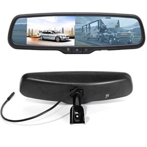 red wolf 4.3″ rear view backup mirror monitor w/dual channel fit ford f150 2004-2014, f250/350 04-2015, toyota tacoma 2011-2015, corolla rav4 2008-2014, 2010-2014 chevy equinox reverse display