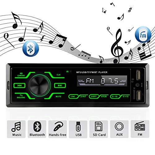Single Din Car Stereo Receiver with Touch Screen, Car MP3 Multimedia Player USB/SD/AUX Input, Car Audio Bluetooth and Hands-Free Calling,FM Radio,Built-in Microphone,with Double USB Port
