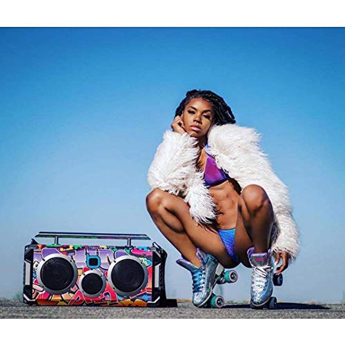 Bumpboxx Bluetooth Portable Speaker Boombox Flare8 NYC Graffiti | Retro Boombox with Bluetooth Speaker | Rechargeable Lithium Battery | Includes Wireless Microphone, Carrying Strap & Remote Control