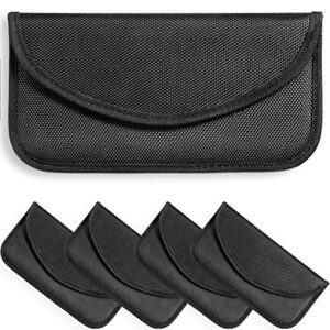 4 pieces faraday bags phone for key fob protector car rfid signal blocking gps anti-tracking faraday pouch shielding wallets for cell phone privacy card protection(nylon fabric)