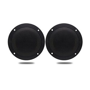 herdio 4 inches waterproof marine ceiling flush wall mount speakers with 160 watts power, handling for kitchen bathroom boat car motorcycle cloth surround and low profile design – 1 pair (black)