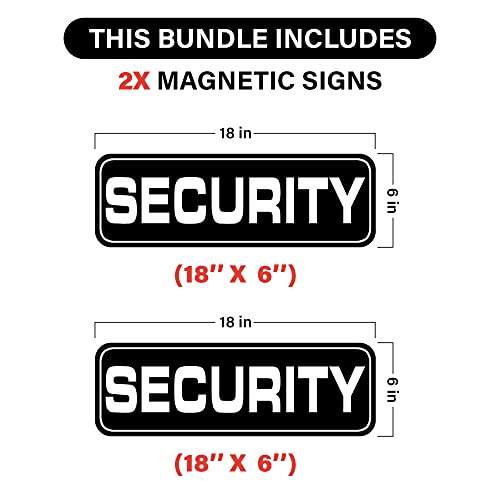 Security Officers Magnetic Signs For Vehicles Trucks, SUV and Cars, Rover, Patrol Security 18"×6" (2 Pack)(Black)