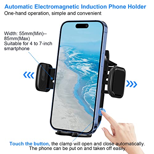 Wireless Car Charger Phone Holder Mount, Electromagnetic Sense Auto Clamping Holder Air Vent Car Charging Compatible with iPhone 14 13 12(Pro/Pro Max/Plus/Mini) Samsung Galaxy S23 S22 S21 Z Flip,etc