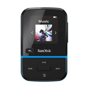 sandisk 32gb clip sport go mp3 player, blue – led screen and fm radio – sdmx30-032g-g46b (renewed)