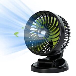 car fan 12v electric cooling fan : 360 degree rotatable fan for car cooling air circulator fan powered by cigarette lighter strong wind, dashboard portable fan for suv rv boat auto vehicles or home
