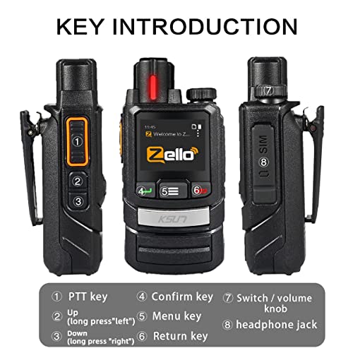 Walkie Talkie Phones Zello PTT Button APP WiFi Mobile Radio 3G/4G Network 100 Miles Long Range Smartphone GPS Android KSUN ZL60