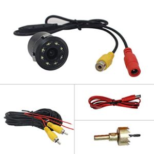 Mini Car Rear View Camera Night Vision Backup Camera with Waterproof IP67 Color CMOS 8 LED Lights Flush Mount 170 Viewing Angle