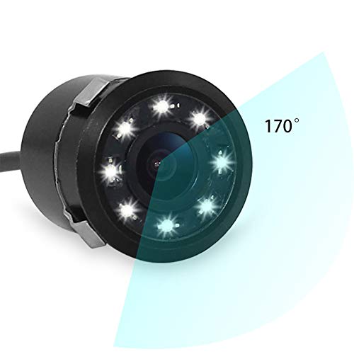 Mini Car Rear View Camera Night Vision Backup Camera with Waterproof IP67 Color CMOS 8 LED Lights Flush Mount 170 Viewing Angle