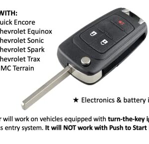 Keys4Less Replacement Button flip Style Keyless Entry Remote Key Fob Transmitter for Chevrolet Equinox/Sonic/Spark/Trax OHT01060512 PN 13585815, 20873621, 20873623