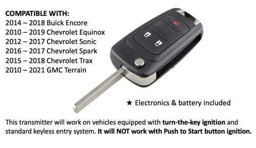 Keys4Less Replacement Button flip Style Keyless Entry Remote Key Fob Transmitter for Chevrolet Equinox/Sonic/Spark/Trax OHT01060512 PN 13585815, 20873621, 20873623