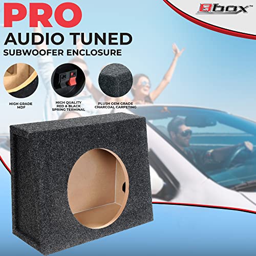 Bbox Single Sealed 12 Inch Subwoofer Enclosure - Car Subwoofer Boxes & Enclosures - Made in USA Premium Subwoofer Box Improves Audio Quality, Sound & Bass - Nickel Finish Subwoofer Terminals - Black