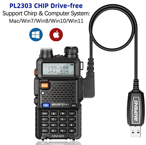 Ham Radio Handheld Baofeng UV-5R Radio UHF VHF Dual Band Two Way Radio Long Range Handheld Walkie Talkies with Extra Li-ion Battery Programming Cable AR771 Antenna Headsets Full Kits-2Pack