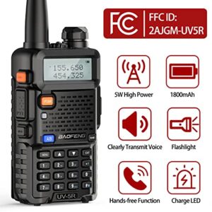 Ham Radio Handheld Baofeng UV-5R Radio UHF VHF Dual Band Two Way Radio Long Range Handheld Walkie Talkies with Extra Li-ion Battery Programming Cable AR771 Antenna Headsets Full Kits-2Pack