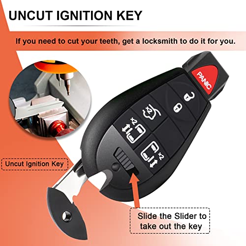 SaverRemotes 6 Button Key Fob Compatible for 2008-2015 Chrysler Town and Country，2008-2014 Dodge Grand Caravan