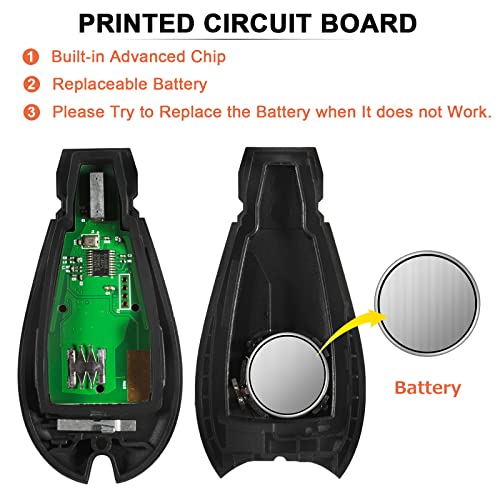 SaverRemotes 6 Button Key Fob Compatible for 2008-2015 Chrysler Town and Country，2008-2014 Dodge Grand Caravan